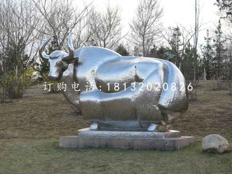 牦牛雕塑，不锈钢动物雕塑