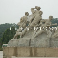 清朝人抗击倭寇石雕，广场纪念石雕