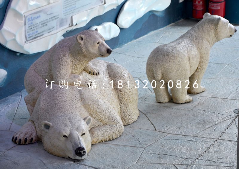 北极熊雕塑，玻璃钢动物雕塑