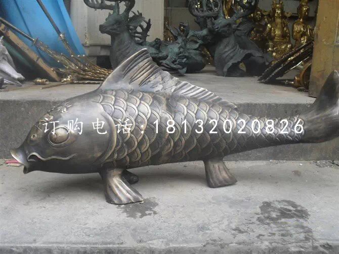 鲤鱼铜雕，公园动物铜雕