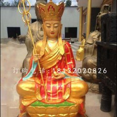 铜雕彩绘地藏王，坐式佛像雕塑