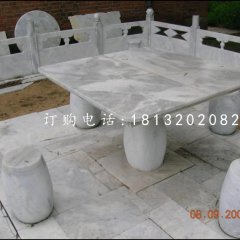 方桌圆凳石雕，公园休息椅