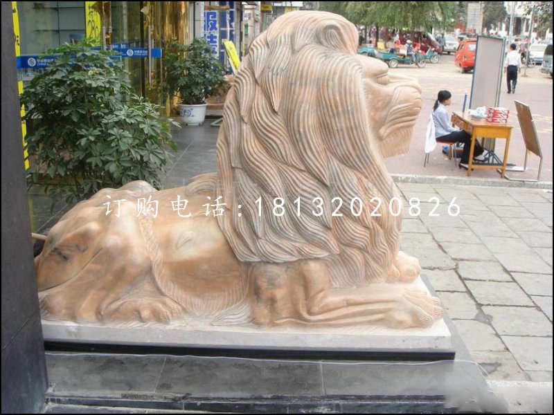 趴着的狮子雕塑，西洋狮石雕