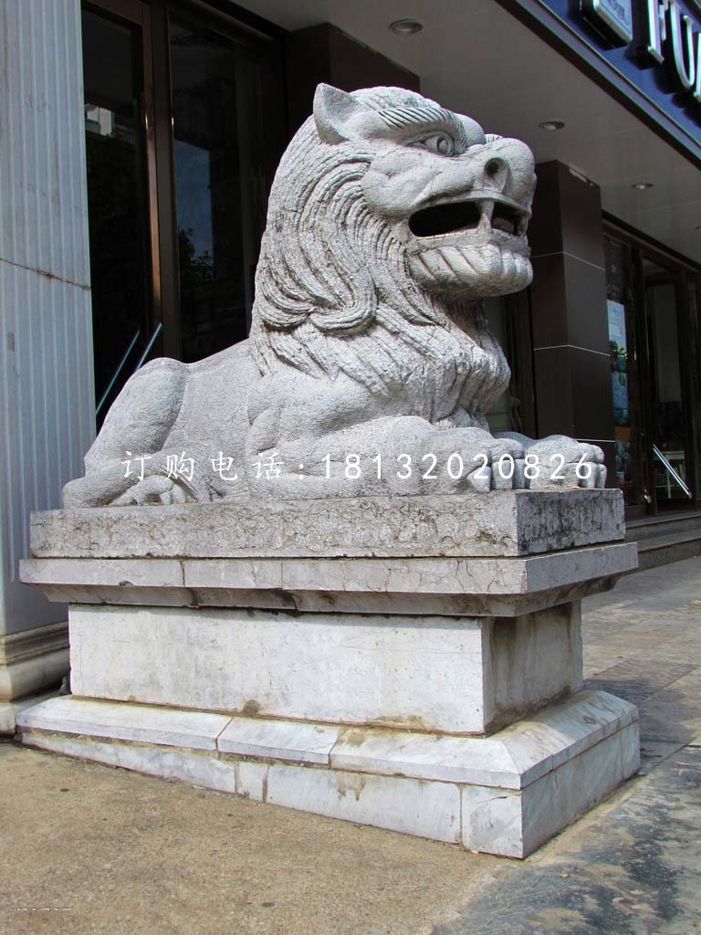 西洋狮石雕，银行门口石狮子 (1)