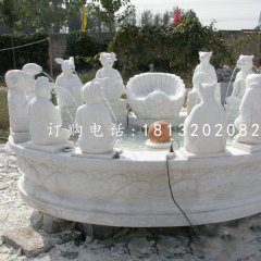 十二生肖喷泉石雕，汉白玉景观石雕