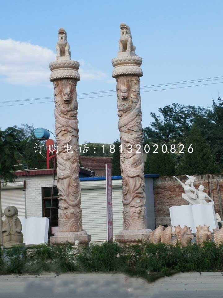 龙柱石雕，广场石雕柱子 (2)
