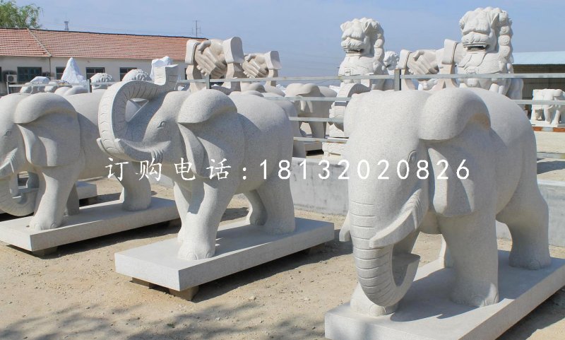 大象石雕，大理石动物