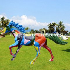 玻璃钢彩绘马彩绘动物雕塑