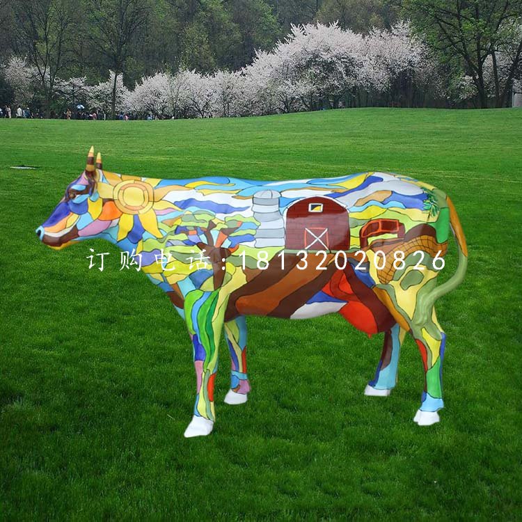 玻璃钢彩绘牛玻璃钢动物雕塑 (5)