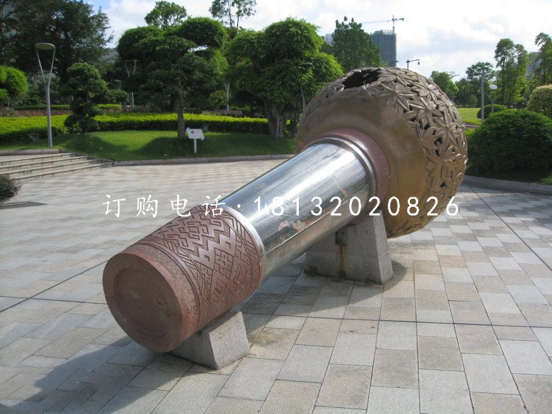 不锈钢话筒雕塑，公园景观雕塑