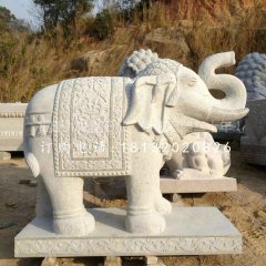 大象石雕，大理石动物雕塑