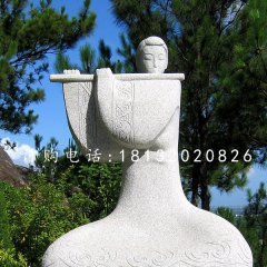 吹笛子雕塑，抽象古代美女石雕