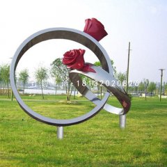 不锈钢玫瑰花戒指公园不锈钢雕塑