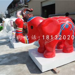 彩绘大象雕塑商场玻璃钢雕塑