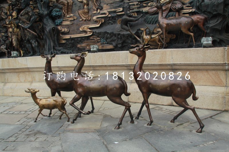 梅花鹿雕塑公园动物铜雕
