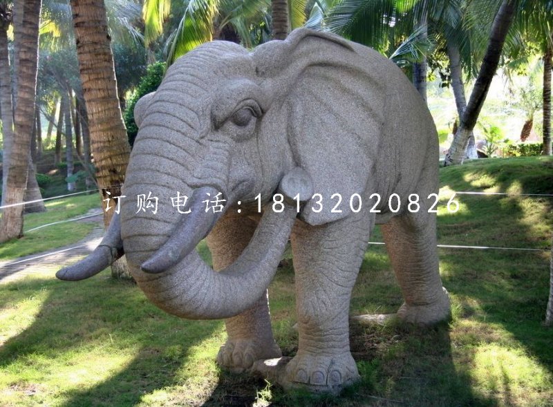 大理石动物雕塑公园石雕大象