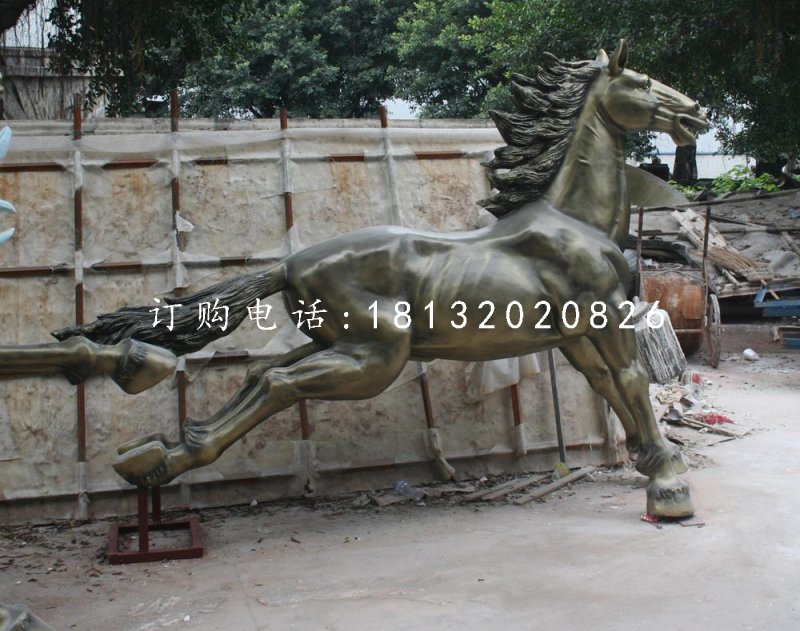 仿铜奔马雕塑玻璃钢动物雕塑 (2)