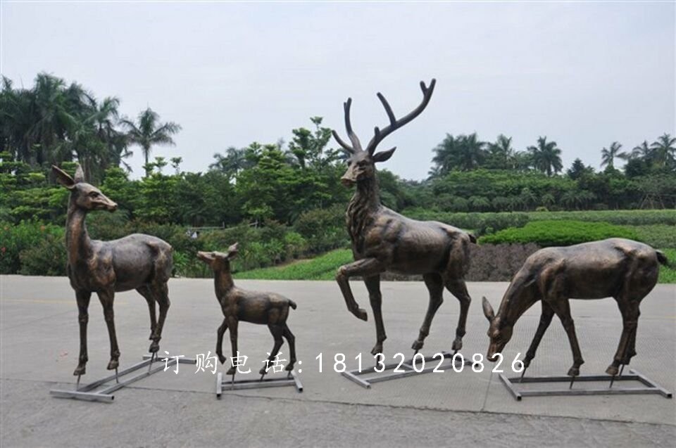 公园小鹿铜雕，公园动物铜雕