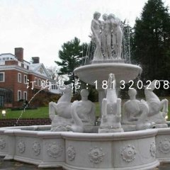 公园石喷泉，公园西方人物喷泉雕塑