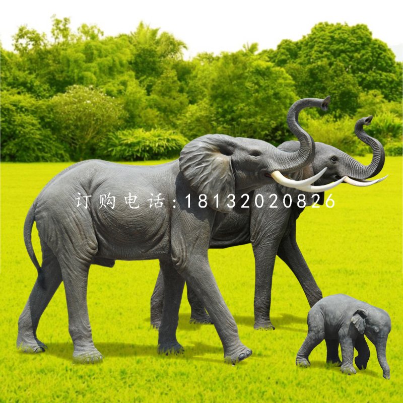 玻璃钢大象，公园仿真动物雕塑 (3)