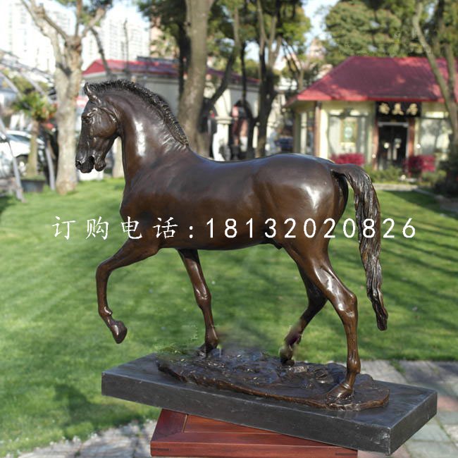 走路的马铜雕，公园动物铜雕 (2)