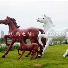 玻璃钢奔马，公园仿真动物雕塑