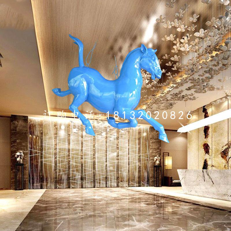 玻璃钢飞奔的马，公园动物雕塑 (5)