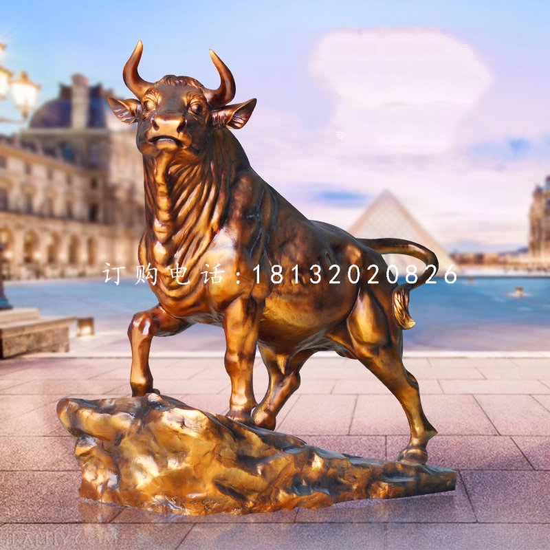玻璃钢仿铜牛，广场景观雕塑 (5)