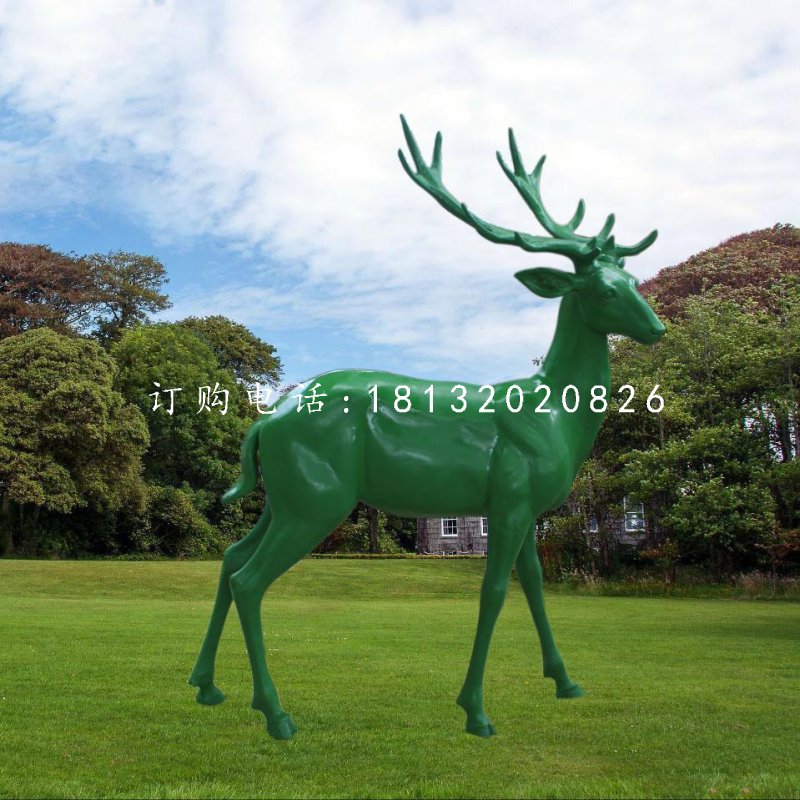 玻璃钢彩绘梅花鹿动物雕塑 (3)