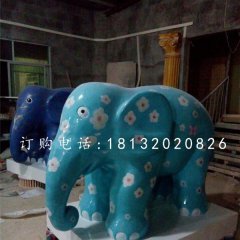 玻璃钢彩绘大象彩绘动物雕塑