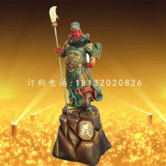 彩绘关公雕塑玻璃钢武财神雕塑