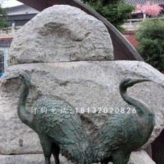 青铜仙鹤雕塑 动物铜雕  公园景观铜雕