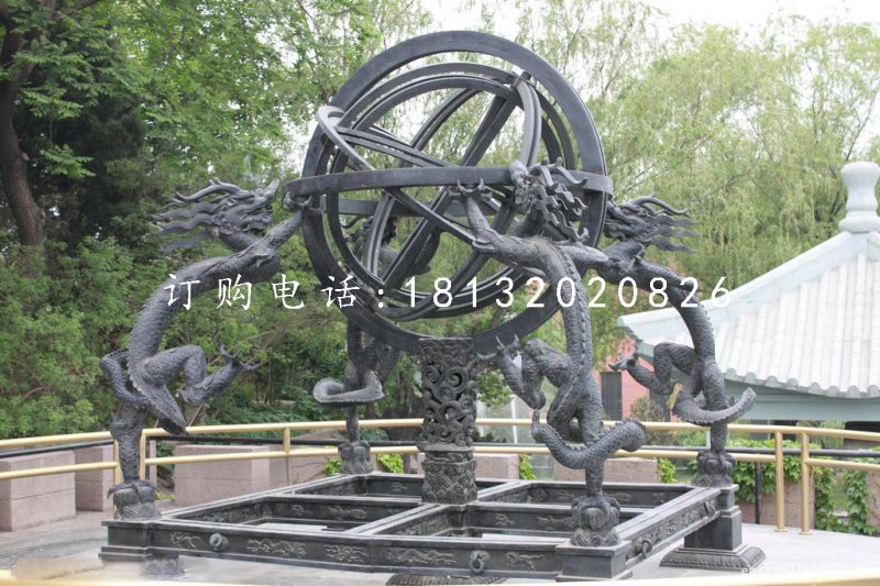 广场浑天仪雕塑 古代天文仪器铜雕 (5)