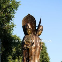 三面观世音菩萨铜雕 立式佛像