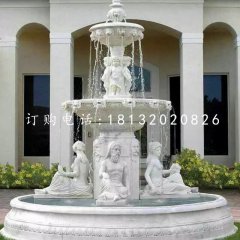 西方人物喷泉石雕 汉白玉欧式喷泉