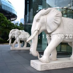 石雕如意大象 汉白玉门口大象雕塑