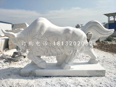 大理石牛雕塑,公园动物石雕