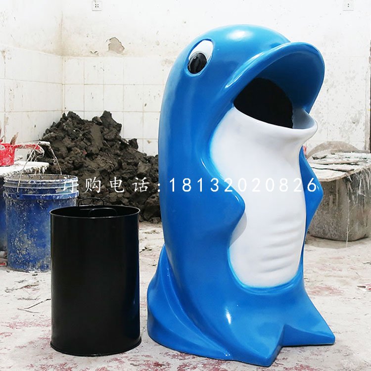 海豚造型垃圾桶雕塑，玻璃钢卡通垃圾桶 (2).jpg