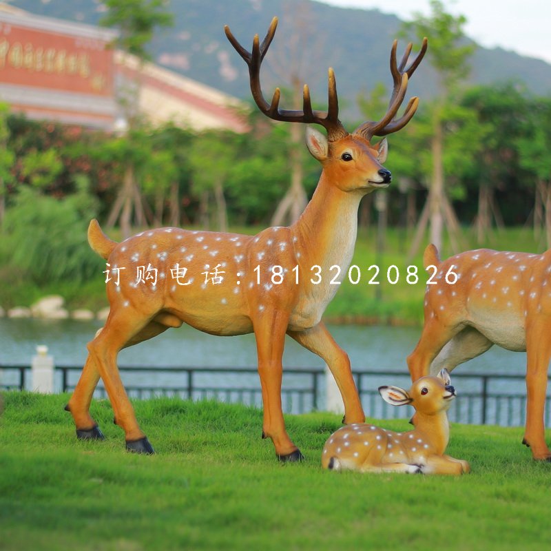 公园梅花鹿雕塑，玻璃钢仿真动物 (2).jpg