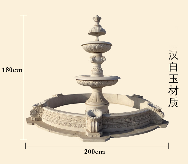 汉白玉喷泉，石雕喷泉