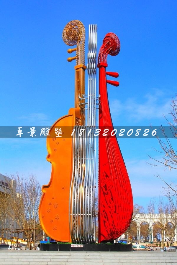 不锈钢小提琴雕塑广场标志雕塑