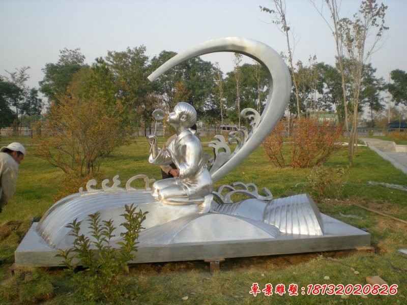 不锈钢小女孩雕塑公园景观雕塑[1][1]