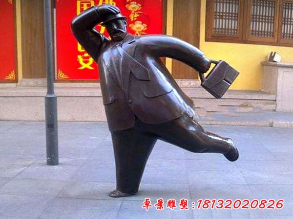 提公文包的胖男人铜雕 街边西方人物铜雕[1][1]