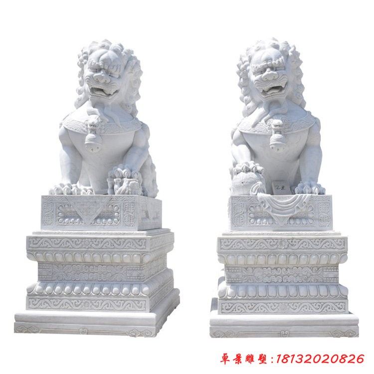 石雕北京狮大理石看门狮子雕塑 (3)[1][1]