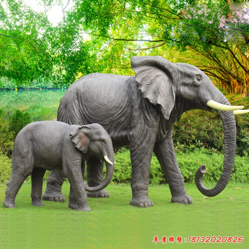 仿真大象雕塑，玻璃钢仿真动物，公园动物雕塑 (5)[1]