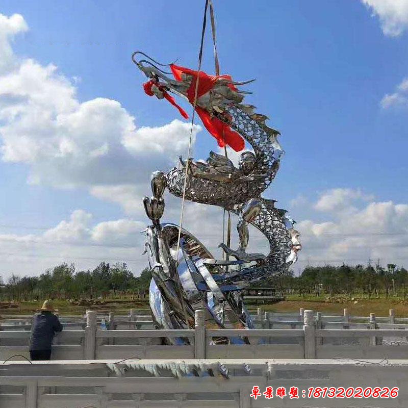 不锈钢抽象镂空龙雕塑大型金属雕塑水景装饰37861537