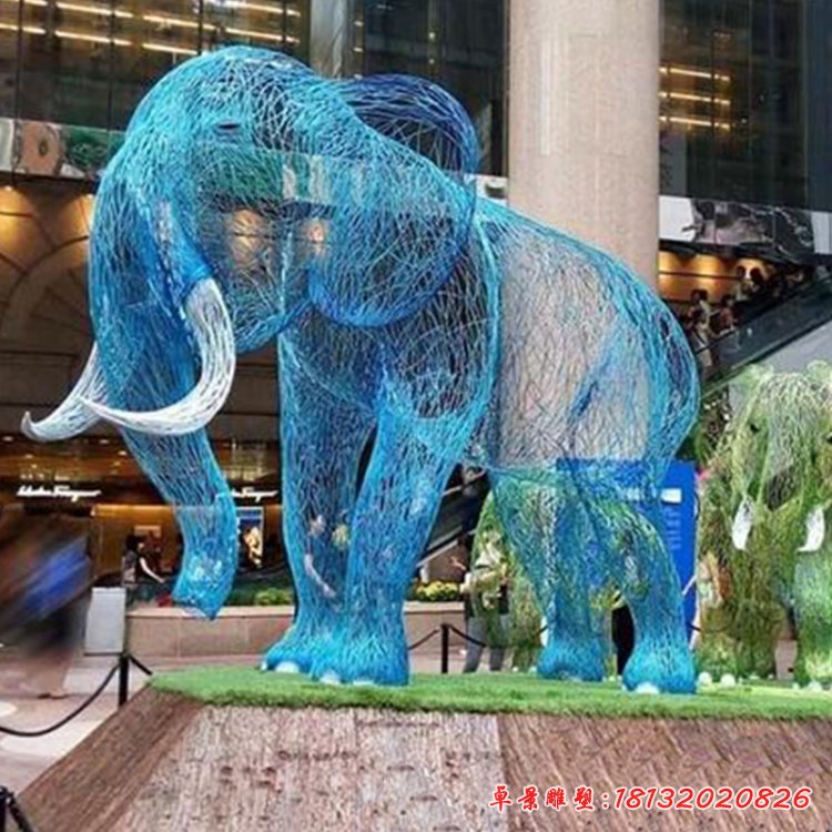大型不锈钢镂空大象雕塑
