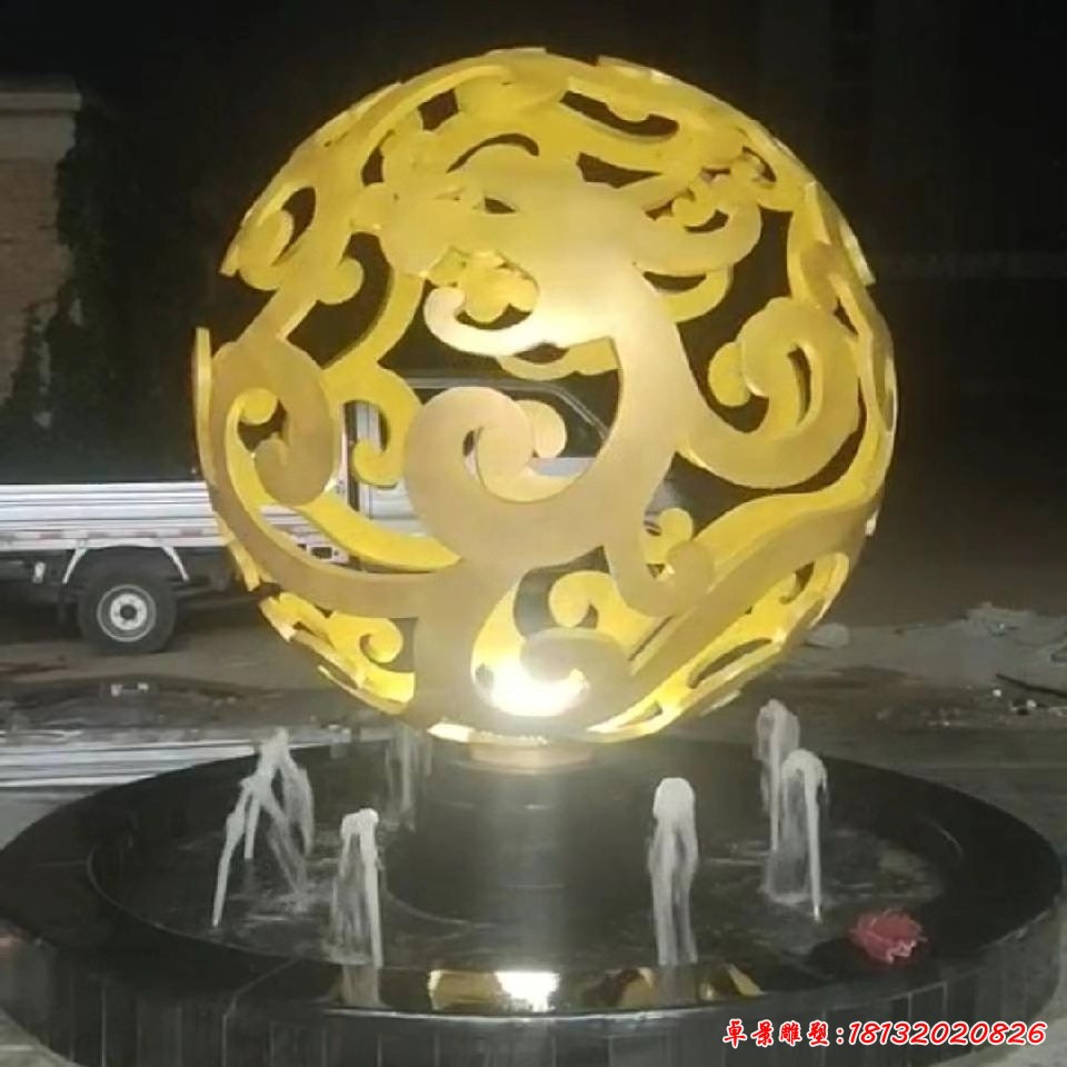 不锈钢龙图案镂空球