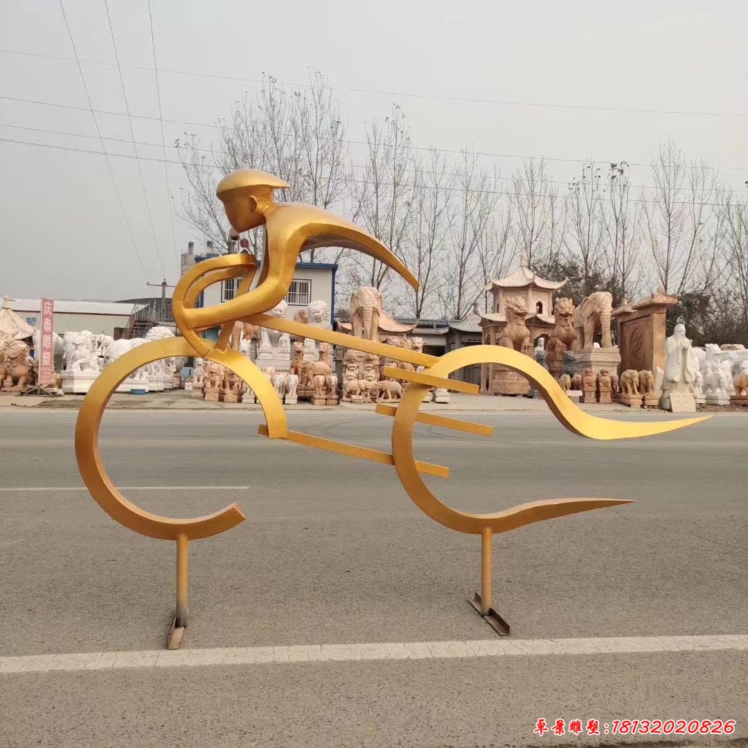 不锈钢骑车人物雕塑