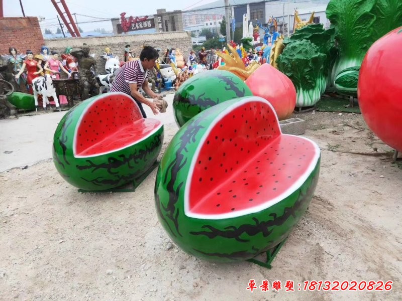 玻璃钢仿真西瓜座椅雕塑